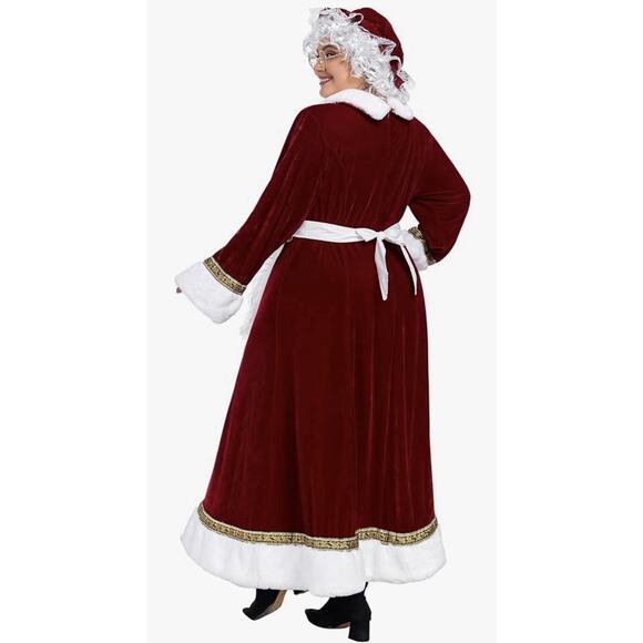 WeGuard Mrs Claus Costume Medium 5pc Santa Dress Wig Apron Hat Glasses NIP - Picture 3 of 7